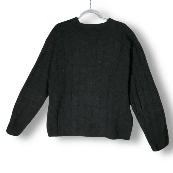 J. Crew Men’s Lambswool Sweater Sz XL Cable Knit V Neck Charcoal Gray - Picture 6 of 10